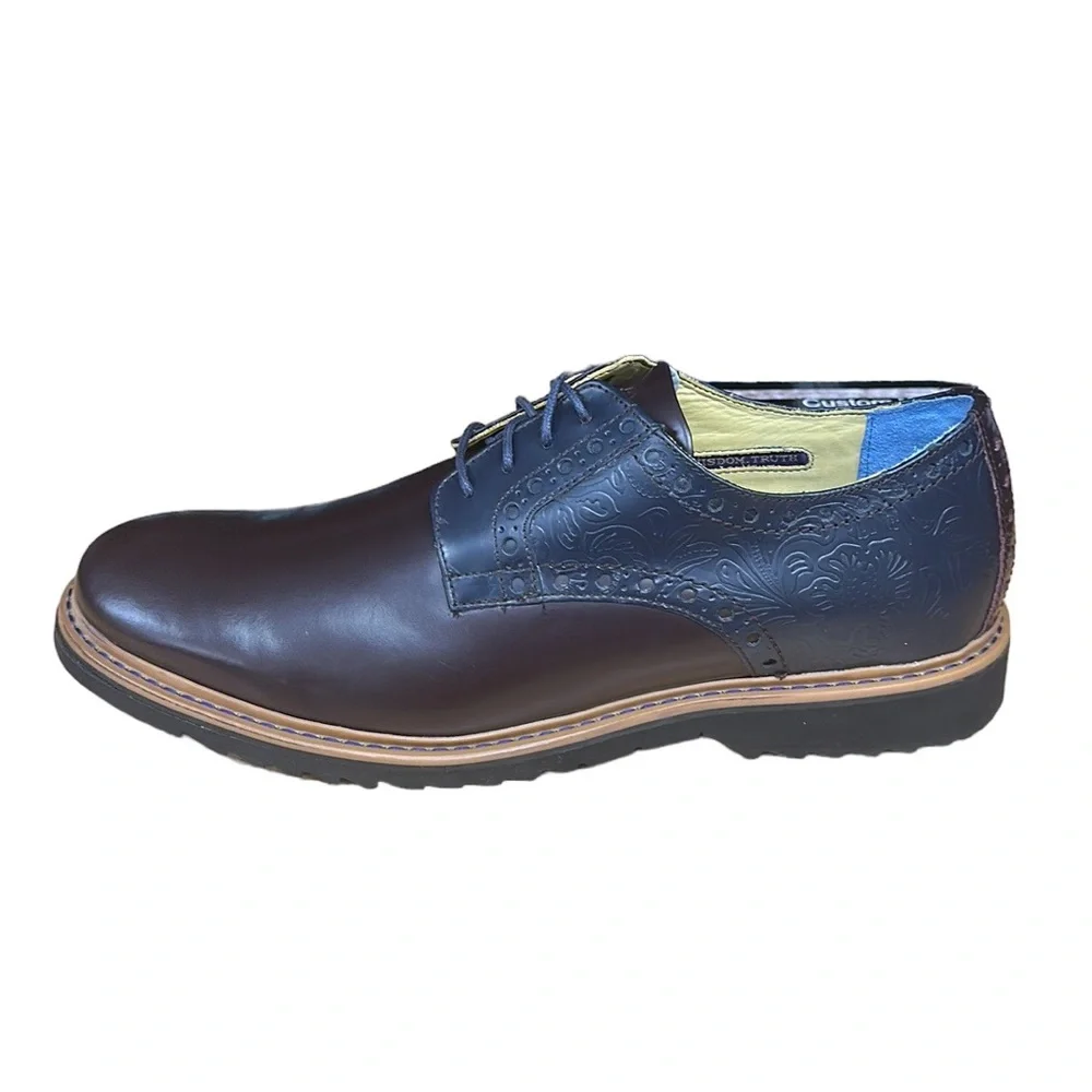 Robert Graham Bethune Derby Dress Business Brown Black Men's Leather Shoes 13 M
